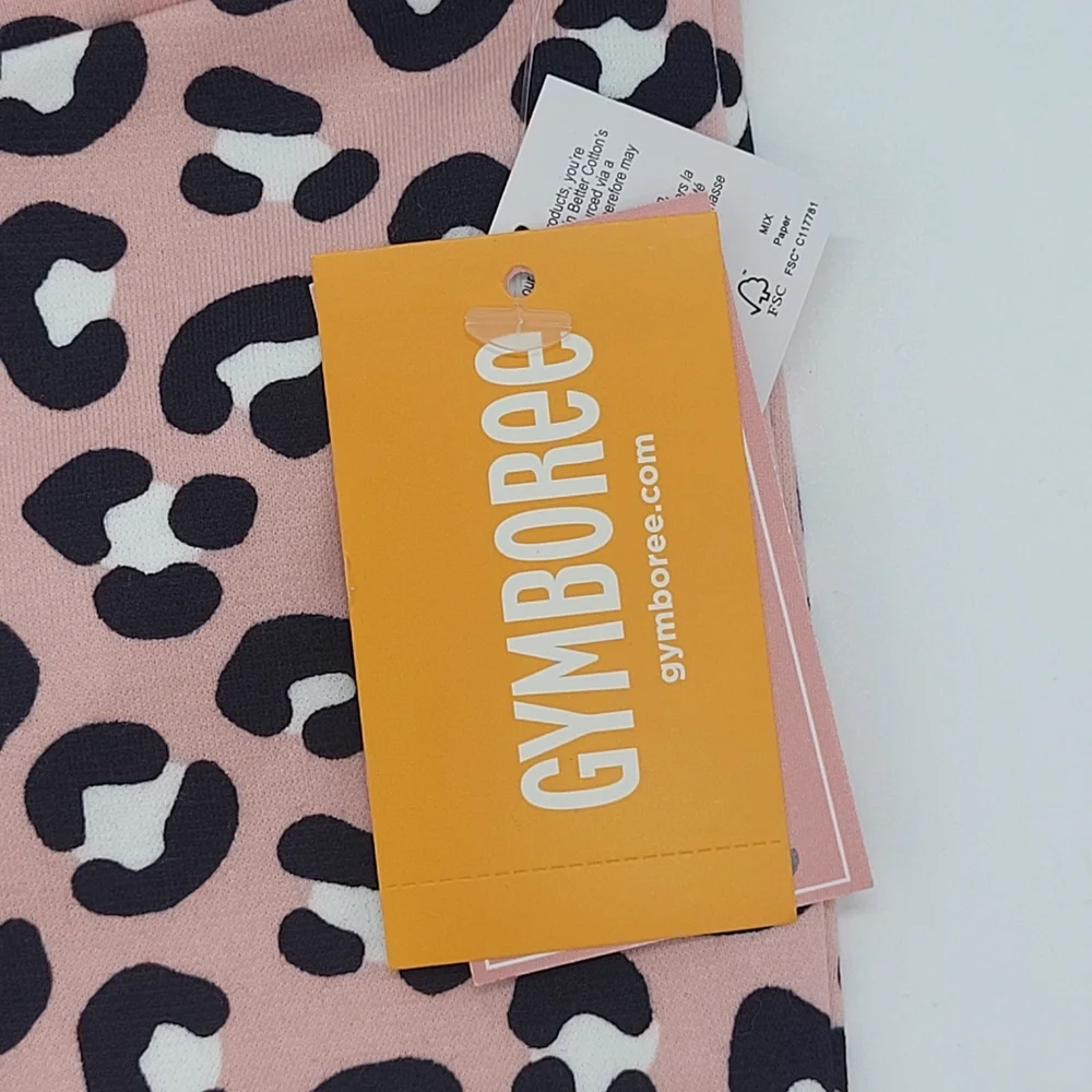 Gymboree Leggings Leopard Animal Print Pink Black Stretch Size 12-18mo NEW
